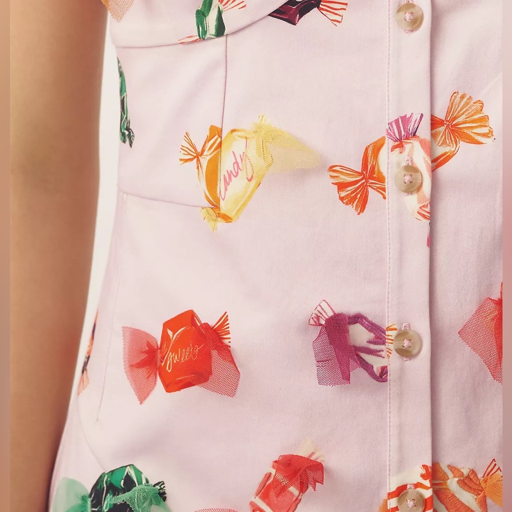 Maeve Candy Printed Buttondown Mini Dress - Picture 7 of 14